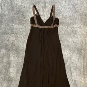vintage ABS embellished brown maxi gown